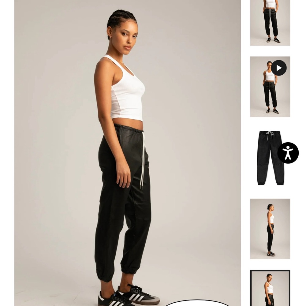 Leather joggers sold out everywhere in size small